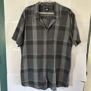 O'Neill Gray Plaid Casual Button Down Shirt XXL